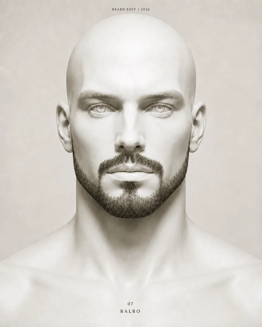 Balbo Beard shown on a front-facing studio portrait