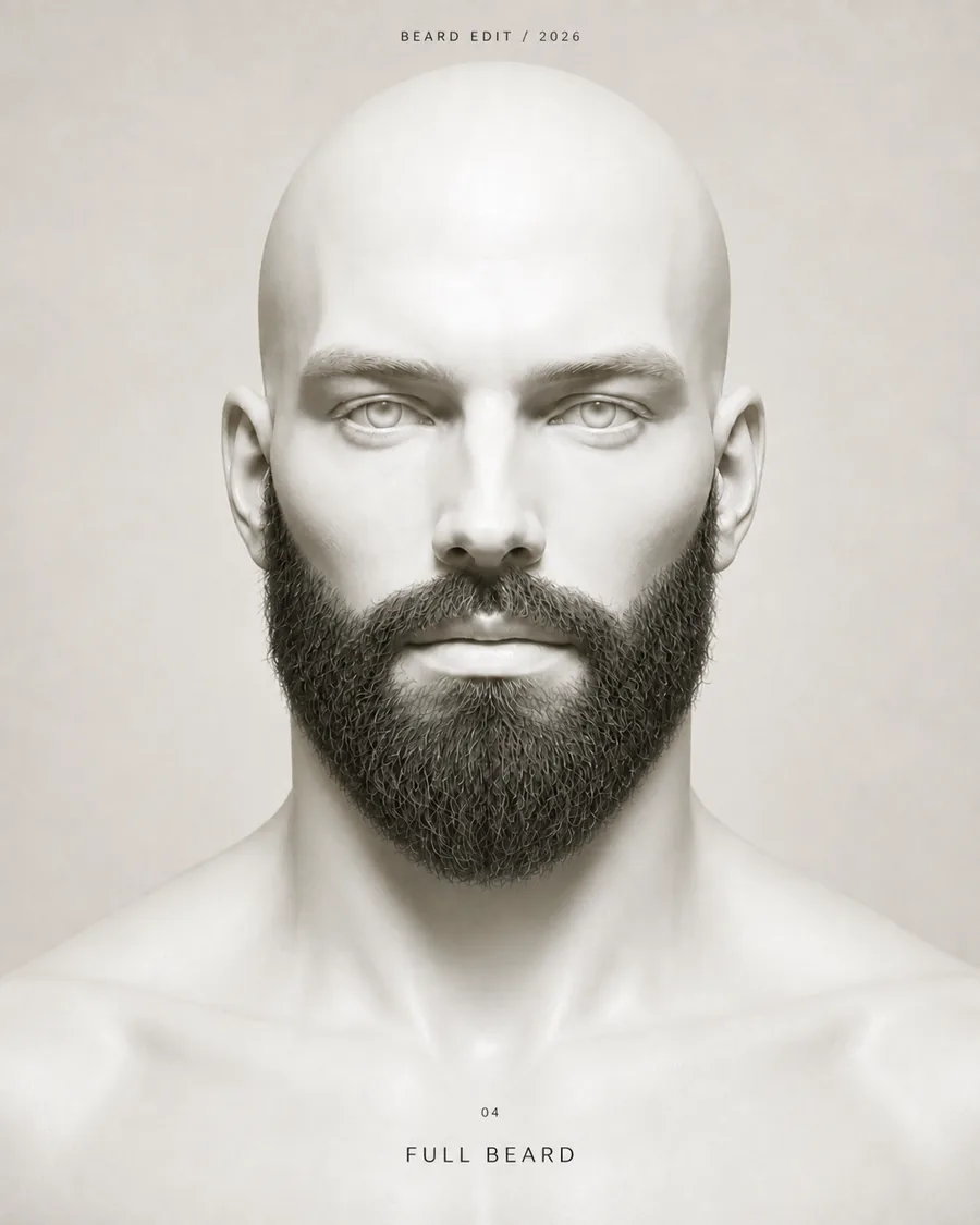 Full Beard shown on a front-facing studio portrait