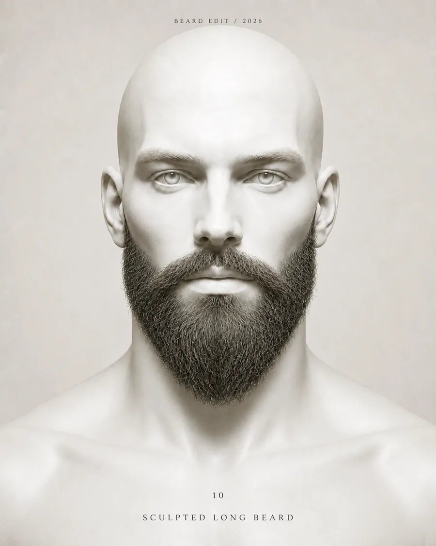 Sculpted Long Beard shown on a front-facing studio portrait